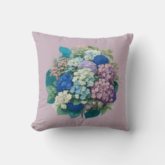 Coussin Bouquet d'Oreiller bleu rose Hydrangeas