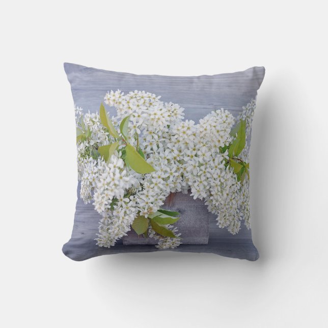Coussin Bouquet floral blanc Lilacs Photo (Recto)