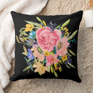 Coussin Bouquet Rose d'aquarelle