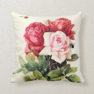 Coussin Bouquet rose victorien vintage