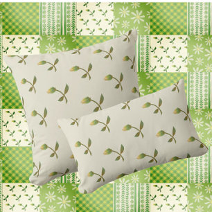 Coussin Bourgeons de rose jaunes tachés de thé vintage