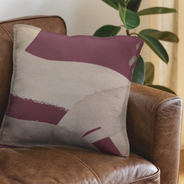 Coussin Bourgogne Bordeaux Aquarelle Abstraite Artistique (Créateur téléchargé)