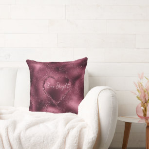 Coussin Bourgogne Cerise Parties scintillant Coeur étincel