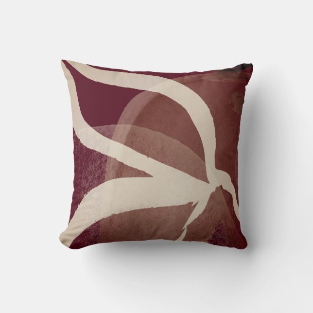 Coussin Bourgogne et crème Aquarelle Abstraite artistique (Recto)