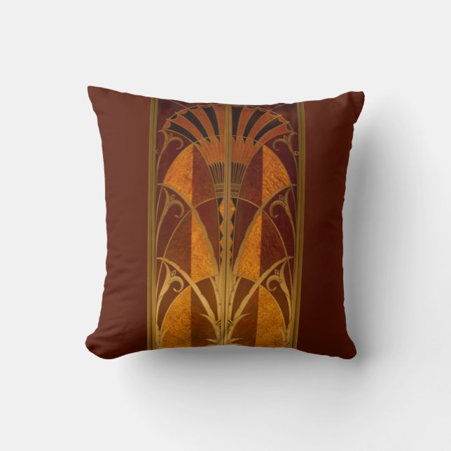Coussin Bourgogne et Gold Art Déco (Recto)
