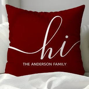 Coussin Bourgogne personnalisé Script Hi