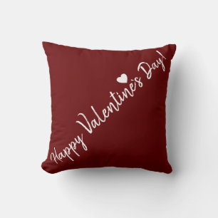 Coussin Bourgogne Rouge Saint Valentin`s day Coeur Script