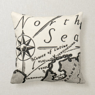 Coussin Boussole audacieuse graphique de carte de la Mer