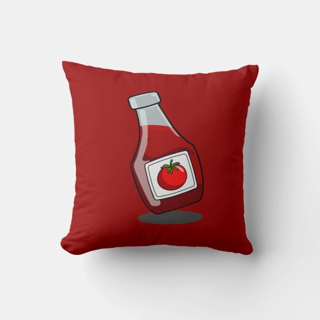 Coussin Bouteille de dessin Ketchup (Recto)
