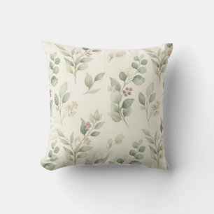 Coussin Bouteille élégante à l'aquarelle d'eucalyptus et d