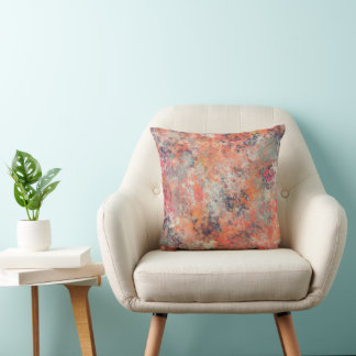 Coussin Bouteilles de blues et d'oranges Abstraites