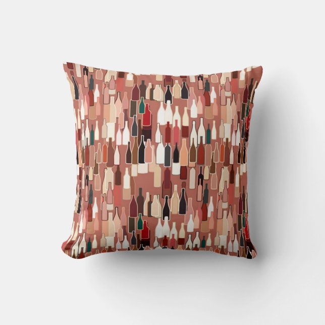 Coussin Bouteilles de vin, couleurs de terre, arrière - (Recto)