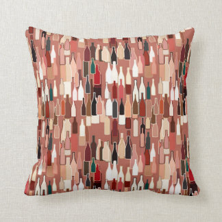 Coussin Bouteilles de vin, couleurs de terre, arrière -