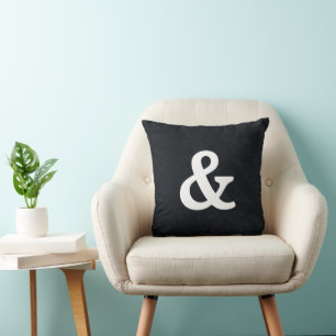 Coussin Bouton moderne noir & blanc & (et signe)