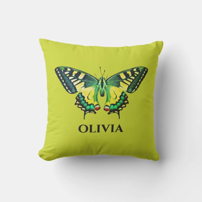 Coussin Bouton vert de la photo moderne mignonne (Recto)