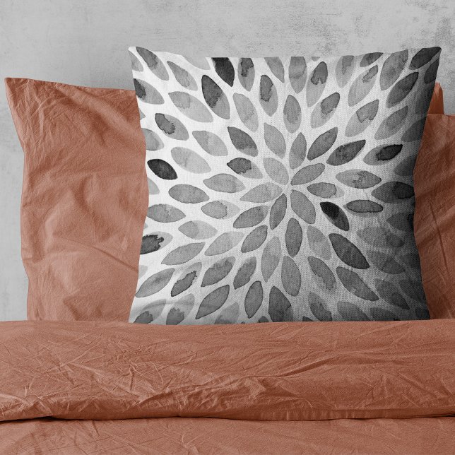 Coussin Boutons de brosse d'aquarelle - noir et blanc (Créateur téléchargé)