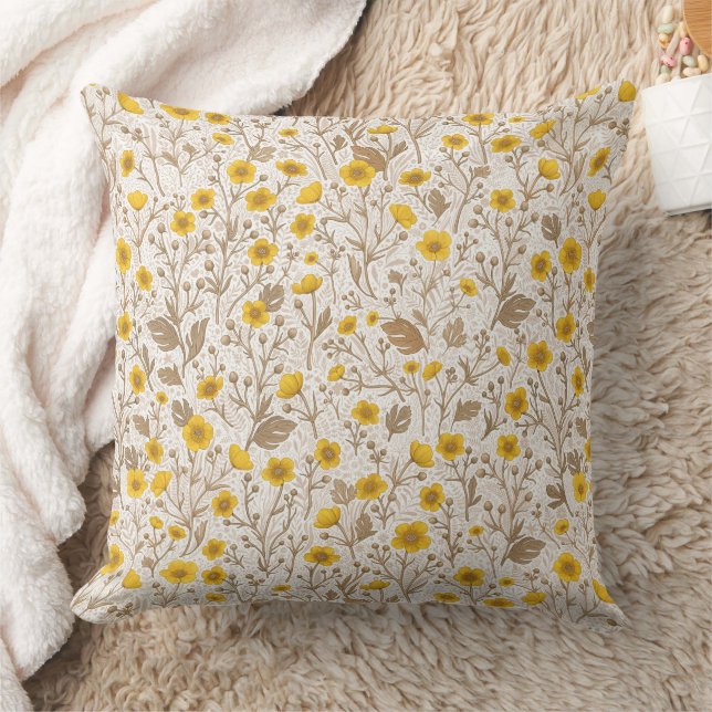 Coussin Boutons jaunes et bruns (Couverture)