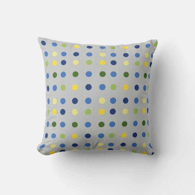 Coussin Boutons jaunes et points bleus d'Iris (Recto)