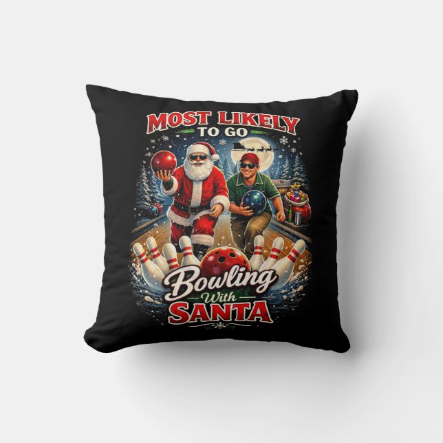 Coussin Bowling avec le Père Noël (Recto)