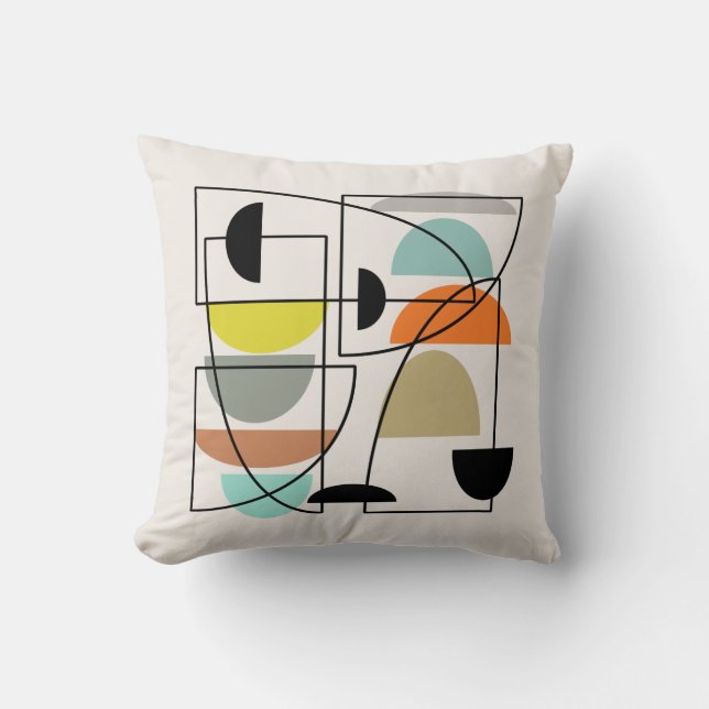 Coussin "Bowls" modernes du milieu du siècle (Recto)