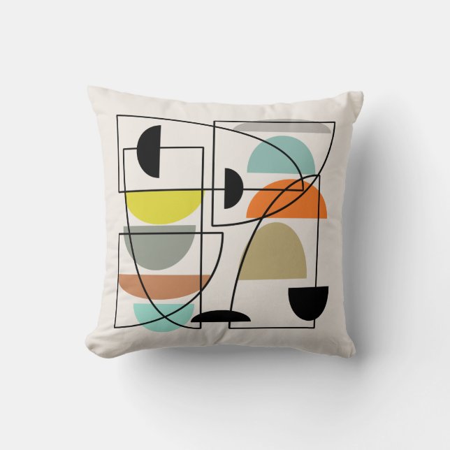 Coussin "Bowls" modernes du milieu du siècle (Recto)