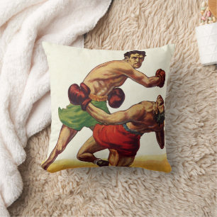 Coussin Boxe sportive vintage, boxeurs en combat