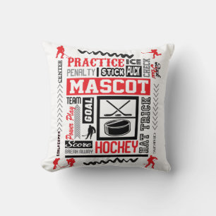 Coussin Boys Hockey Terminologie en rouge