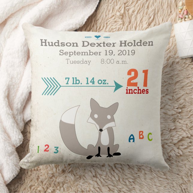 Coussin Boy's Nursery Room Baby Stat Fox Flrow Motif (Couverture)