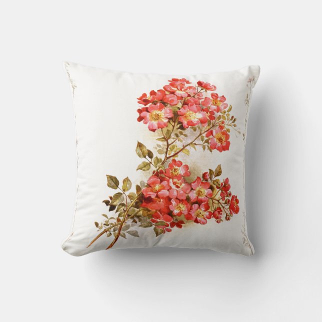 Coussin Branche avec fleurs roses personnalisée (Recto)