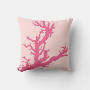 Coussin Branche de corail - nuances de corail rose