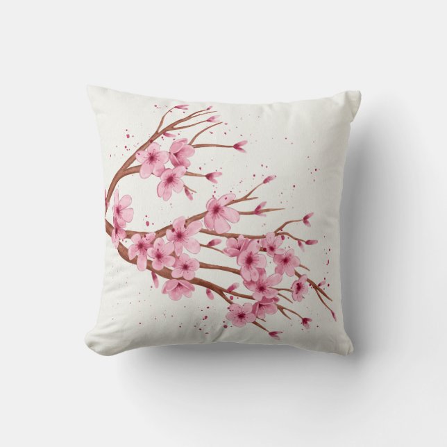 Coussin branche de fleurs de sakura (Recto)