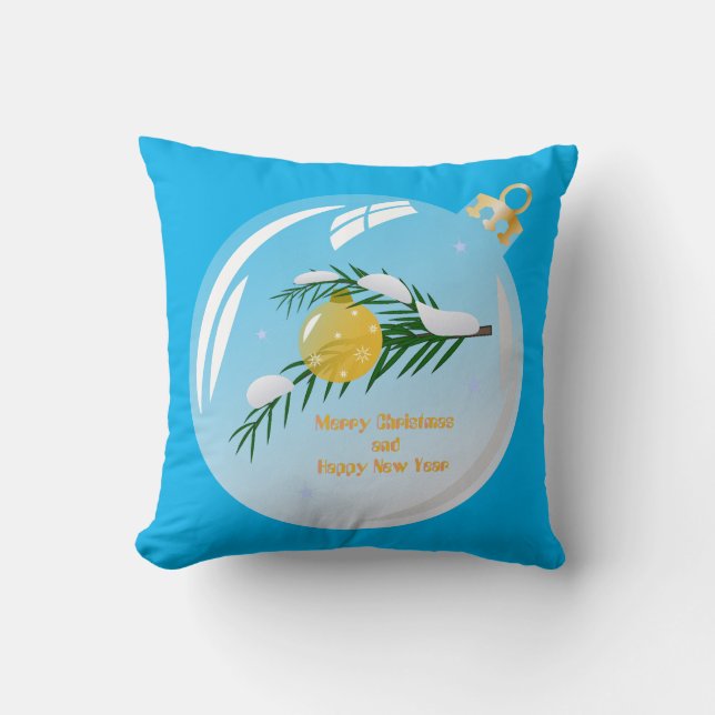 Coussin Branche de Noël décorée en bauble (Recto)