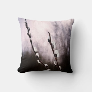 Coussin Branche de saule de Pussy sur scène hivernale