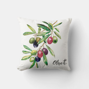 Coussin Branche d'olive aquarelle