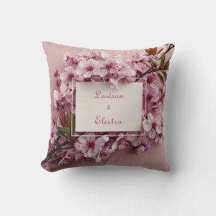 Coussin Branche et feuille réalistes de fleurs de cerisier