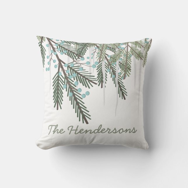 Coussin Branche personnalisée de pin du pays des (Recto)