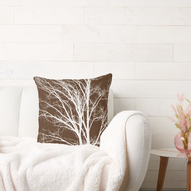 Coussin Branches Brown de l'arbre blanc (Canapé)