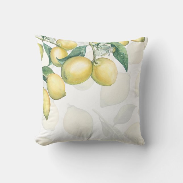 Coussin Branches de citron Blanc & Jaune Pays Rustique Chi (Recto)