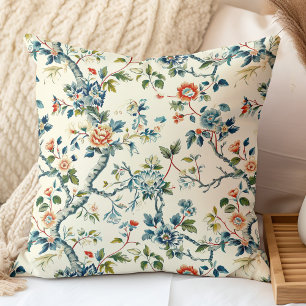 Coussin Branches florissantes colorées Chinoiserie Motif