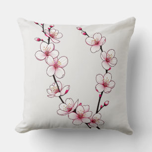 Coussin Branches minimalistes en fleurs de cerisier