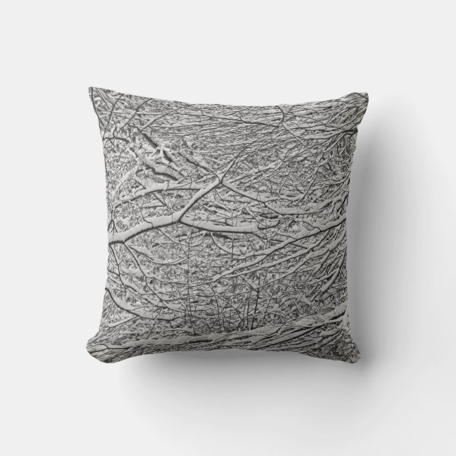 Coussin Branches neigeuses Lancer l'oreiller (Recto)