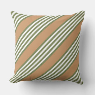Coussin Brayures vert olive et blanc motif avec bronze