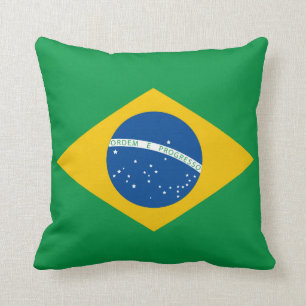 Coussin brésilien de drapeau, Brésil, bleu jaune