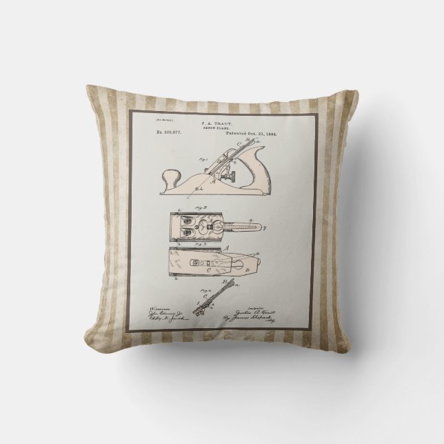 Coussin Brevet d'outil de plan de bois (Recto)