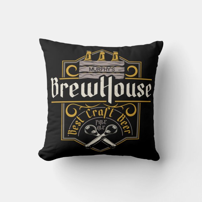 Coussin BrewHouse personnalisée Meilleure bière artisanale (Recto)