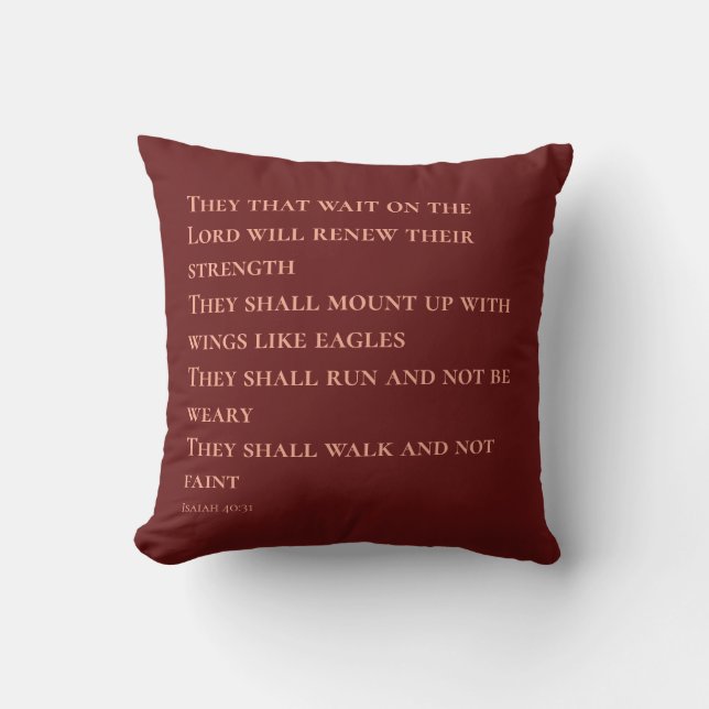 Coussin Brick Red Scripture Verse Isaiah 40 (Recto)