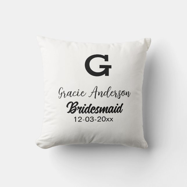 Coussin Bridesmaid ajouter nom monogramme simple minimal m (Recto)