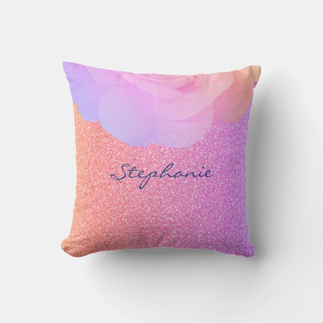 Coussin Bridesmaid Floral Rose or Parties scintillant rose (Recto)