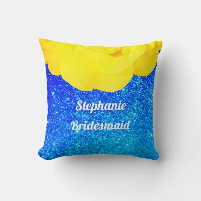 Coussin Bridesmaid Mariage de Parties scintillant jaune Fl (Recto)