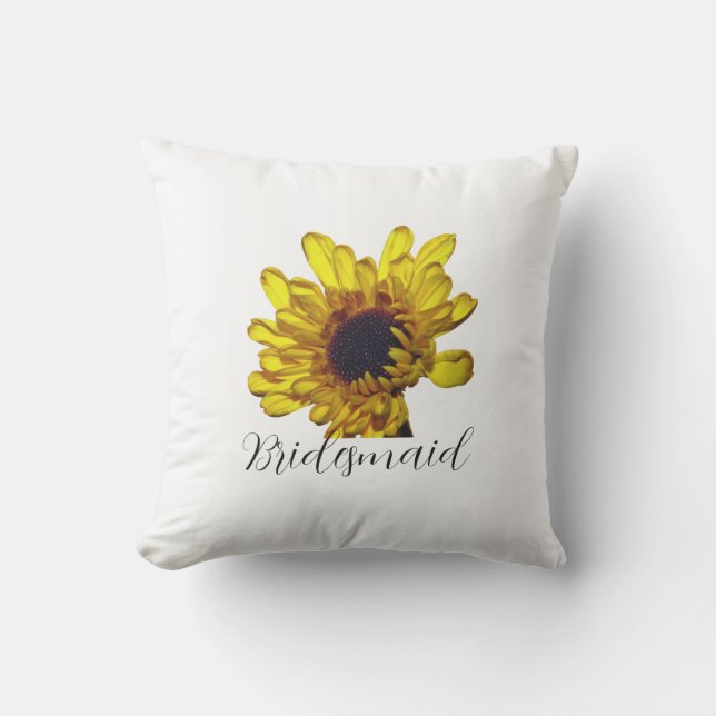 Coussin Bridesmaid Personnalisé Jaune doré Mariages florau (Recto)